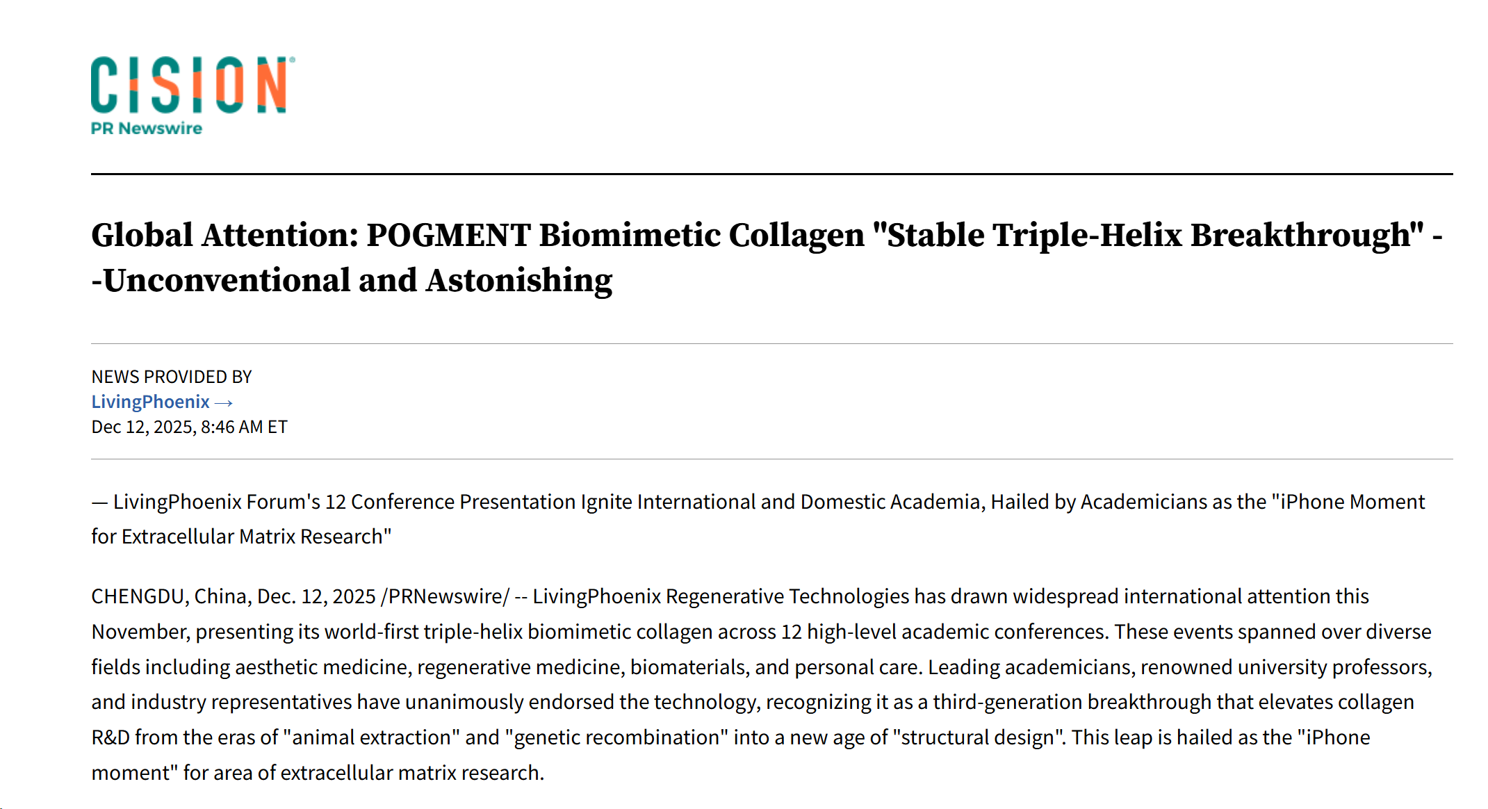 Global Attention: POGMENT Biomimetic Collagen 